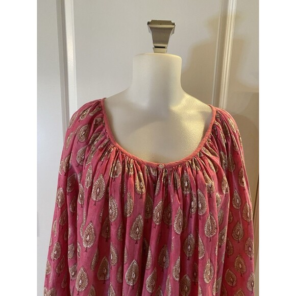 Calypso Saint Barth Size 1 Balloon Sleeve Trapeze Blouse‎ Cotton Coastal Boho - Picture 2 of 14